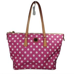 Dooney & Bourke Pink and White Polka Dot Tote